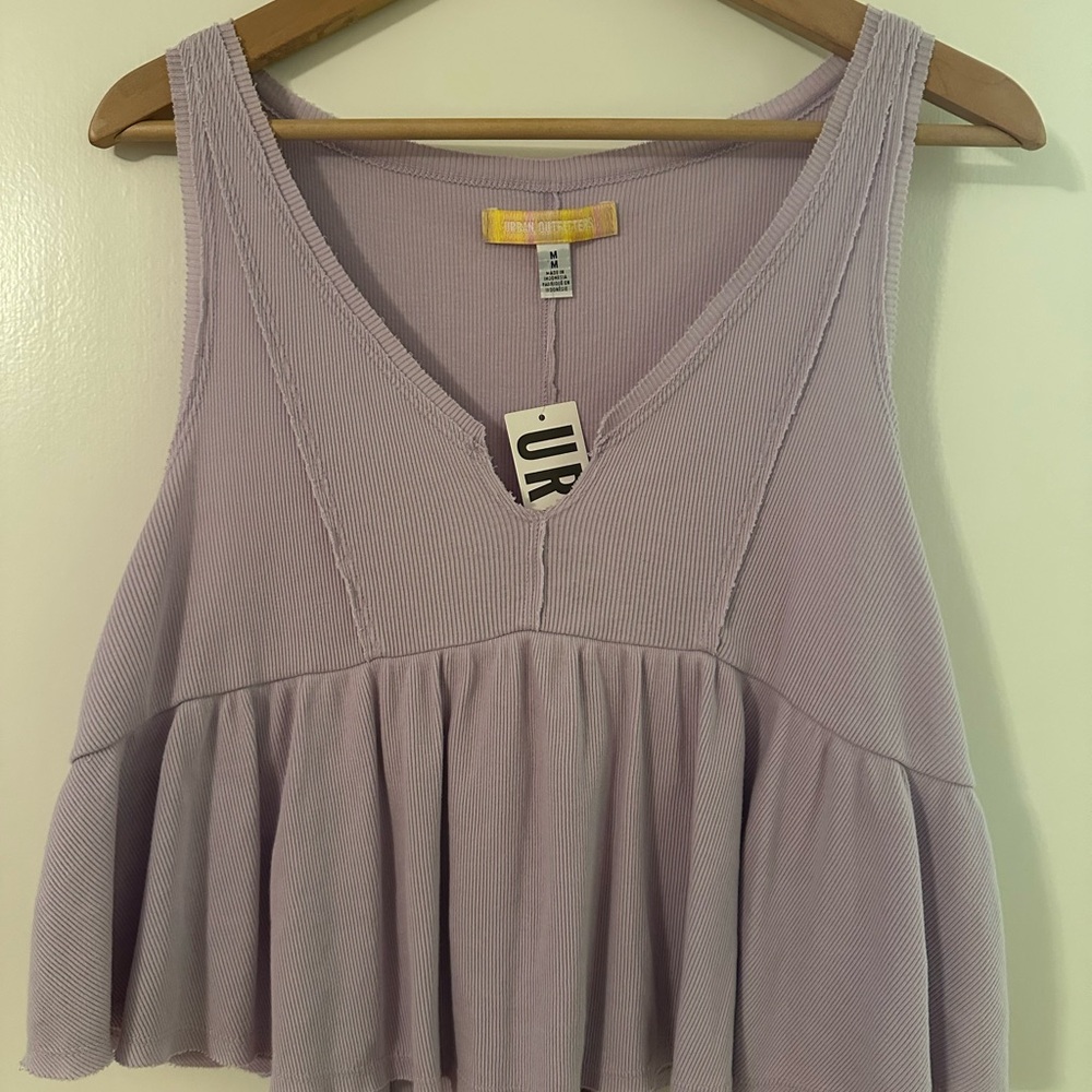 NWT Urban Outfitters Purple Ribbed Peplum Tank Top